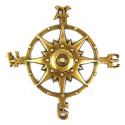 New rose compass wall decor. Made of cast aluminum with a polished brass finish.