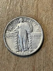 1917D(Type 2) Standing Liberty Quarter F. Attractive better date coin with full outline of shield and sharp detail on...