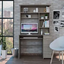 Elegant and super practical, the Zeno Light Gray Computer Desk is a traditional desk with a hutch that can fit...