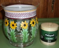 For Your consideration by Pfaltzgraff in the Pistoulet Pattern I have a Beautiful Glass Hurricane Candle Holder with...