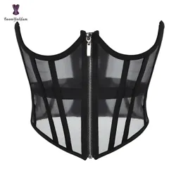 Back Design: Lace up. Material: 90% Polyester, 10% Spandex. Front Design: Zip. M 65-70 25.6-27.6. S 60-65 23.6-25.6.