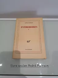 Livre Ancien André Malraux Antimemoires Gallimard 1967. État acceptable page très peut jaunie