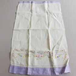 Vintage Hand Embroidered Floral Purple And White Tablerunner. This tablerunner is in good pre-owned condition.  There...