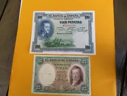 2 billets de banque espana 100 pesetas 1925 et 25 pesetas 1931 Bon Etat.