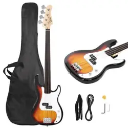 The Glarry Burning Fire Electric Bass Guitar Full Size 4 String Cord Wrench Tool is a gorgeous, high-performance...