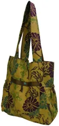 Loveybums Diaper Bag in a lovely print of browns, greens, teal, and purple. Our diaper bags are made by hand with 100%...