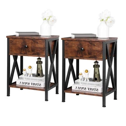 【Versatile to Use】 The X-shape leg desgin table w/drawer is versatile to use, it works great as a end table, entry...