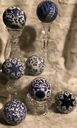 Vintage 7 Carpet Balls … in excellent condition!… No chips or cracksDecorative Blue & White floral …*******clear,...