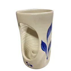 Williamsburg Pottery Wall Candle Holder Salt Glaze Cobalt Blue Leaf Design 1997. Please see my other listings for more...