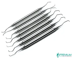 7 Pcs Full Gracey Curettes ket Includes #1/2, 3/4, 5/6, 7/8, 9/10, 11/12, 13/14. Gracey curettes are designed to adapt...
