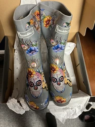 ANUSCHKA-rain boots - flowers/ skulls. Size 9Grey New - never taken out of boxEmail with any questions Thanks for...