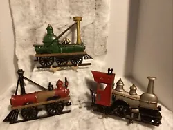 3 Vintage Sexton Steam Train Engines Plaques … in good condition USA Cast Metal Wall Decor 1969Red 8.5”longRed 9”...