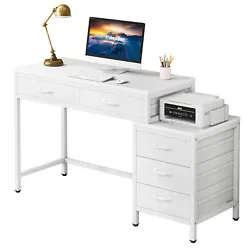 [COMPACT DRWAER DESK]: Composed of 2 drawers computer desk and 3 drawers file cabinet, compact design maximizes your...