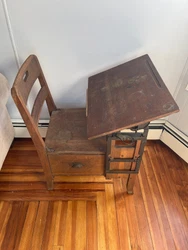 Child School Desk Chair Oak Wood Langslow Fowler Moulthrop.