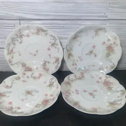 The Princess Limoges Pattern- Haviland & Co 4 Tea Saucers. Lovely Dainty Floral Plates.