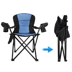 1x Camping Folding Chair. 1x Carry Bag. Color: light blue.