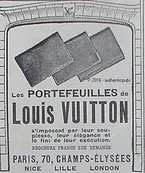 LOUIS VUITTON. Publicité papier originale et authentique issue dune revue de 1925. Année : 1925. FRANCE : GRATUIT.