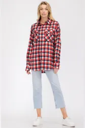 Fit Type: Oversize / Boyfriend. Pattern：Checkered Plaid Flannel. Detailing：Flannel, Chest Pocket. 1 x Flannel. Main...