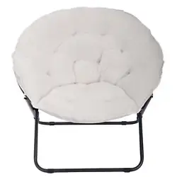 Kick back and relax with the Mainstays Saucer Chair in Sherpa. This smart folding chair features around, channel-tufted...