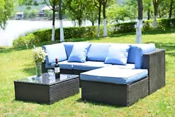 5 PCS Patio Furniture Sectional Sofa Set. Assembly required 5 Pcs Rattan Sofa Set Includes Rattan Color: Brown Black....