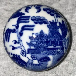 Blue Willow Blue White Porcelain Paper Weight. Blue willow paperweight patterned English blue willow, a classic...