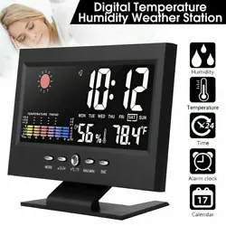 As a humidity gauge, outdoor indoor humidity display range: 20%RH~99%RH. And you can press any button to stop the ring....
