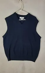 Saks Fifth Avenue Sweater Vest Mens Medium Navy Blue 100% Cashmere.