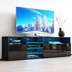 TV stand is an indispensable part of every family. Full UV High Gloss TV Stand. Featuring large space and glass shelves...