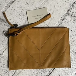 Lucky Brand Brown Leather Wristlet Clutch Wallet.