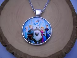 Frozen Movie Gang Cabochon Glass Pendant with Silver Chain. Chain is approx. New, handmade, never worn. Colors in...