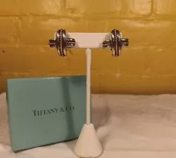 1990 Authentic Tiffany & Co. 18k Yellow Gold & Sterling Silver X Shaped Earrings. These are not tiny earrings. They are...