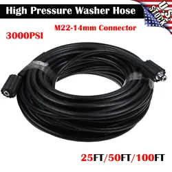 Length: 25FT / 50FT / 100FT. NOTE: IT IS PRESSURE WASHER HOSE, NOT GARDEN HOSE, ONLY SUITABLE FOR PRESSURE WASHER GUN,...