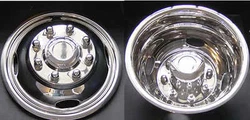Wheel Simulators Set. WillNOT fit single rear wheel-Will only fit dual rear wheel truck. Mirror Finish Stainless Steel....