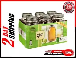 Ball 64Oz Wide Mouth Canning Mason Jar Lids, Bands Clear Glass 6/Box Half Gallon FAST FREE SHİPPİNG. Suitable for...