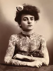 Amazing high resolution modern print of Maud Wagner the first known female Tattoo Artist in the United States taken in...