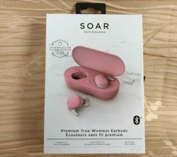 Brand New Pink Soar True Wireless Earbuds and Portable Charging Case. Works with Google Assistant. For Android and...