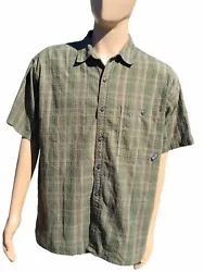 Patagonia Mens Back Step Short Sleeve Shirt Color Sage Green Plaid Size LargeAiry, everyday shirt made with lightweight...