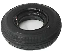 Pre-Mounted Trailer Tire & Wheel; Trailer Tire & Rim Bias Ply 7-14.5 Load Range F Open Black Demountable 14.5