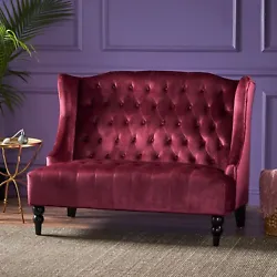 With a buttoned, tufted back and seat, and winged sides, this loveseat hits all the traditional notes while still being...