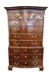 Magnificent tall and large nine drawer Baker Furniture gentlemans chest of drawers done in the finest mahogany and...
