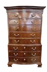Magnificent tall and large nine drawer Baker Furniture gentlemans chest of drawers done in the finest mahogany and...