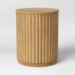 •Round end table makes a practical addition to your living room or den •Fluted details add texture and design...