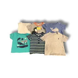 Lot of 6 T-Shirts, baby boy size 12 months. Brands include Ralph Lauren, Carter’s, Old Navy, & Burt’s Bees Organic....