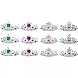 The set contains 12 pieces of beautiful queen crowns, 3 each of 4 colors: green, purple, pink, and blue. Make sure your...