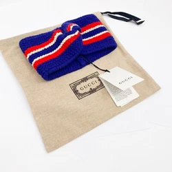 GUCCI Knit Head Band 601174 3GE90 9268 Navy Red Ivory. GUCCI Knit Head Band 601174 3GE90 9268 Navy Red Ivory100%...