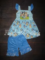 Bluey Girls Tunic Dress & Ruffle Shorts Girls Outfit Set. I will do my best to resolve it.