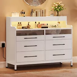 Style：LED Dresser. Number of Drawers：6. Room Type：Bedroom, Living Room，Office. Color: White,Black. Weight...