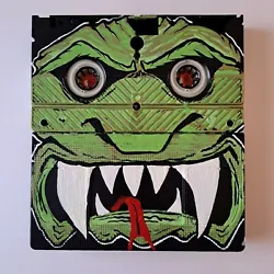 Original VHS Tape Head #5 in series sold by Artist lowbrow outsider art by Adam John Mulcahy. Acrylic paint on VHS tapes