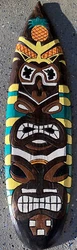 PINEAPPLE TIKI MAN SURFBOARD SIGNHAND CARVED & HAND PAINTED OUT OF WOODVERY BRIGHT COLORSAPPROX 39” TALL 10” WIDE...