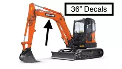 Doosan 36” White & Black (Set Of 2) Excavator Decals Stickers Replacement Vinyl.